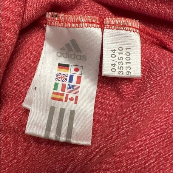 ADIDAS Top Womens Small Hooded Red White Long Sleeve Script Lightweight Pullover - Picture 5 of 9